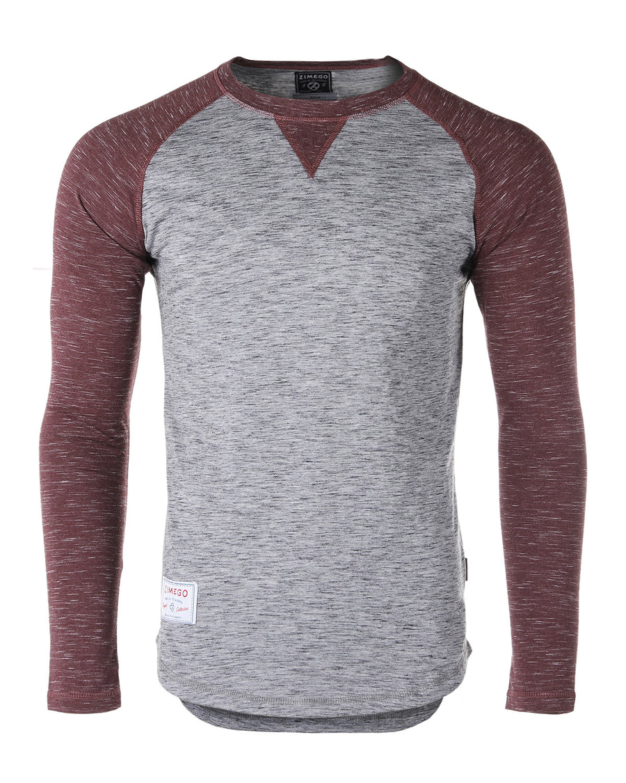 ZIMEGO Men Athletic Fit Baseball Retro Contrast Long Sleeve Raglan T-Shirt