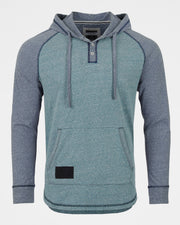 ZIMEGO Sudadera con capucha Henley Raglan de manga larga para hombre con bolsillo canguro