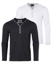 Stretch Long Sleeve Casual Button Henley Fashion Shirts
