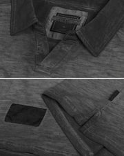 ZIMEGO Mens Long Sleeve Vintage V-Neck Henley Polo T-Shirt