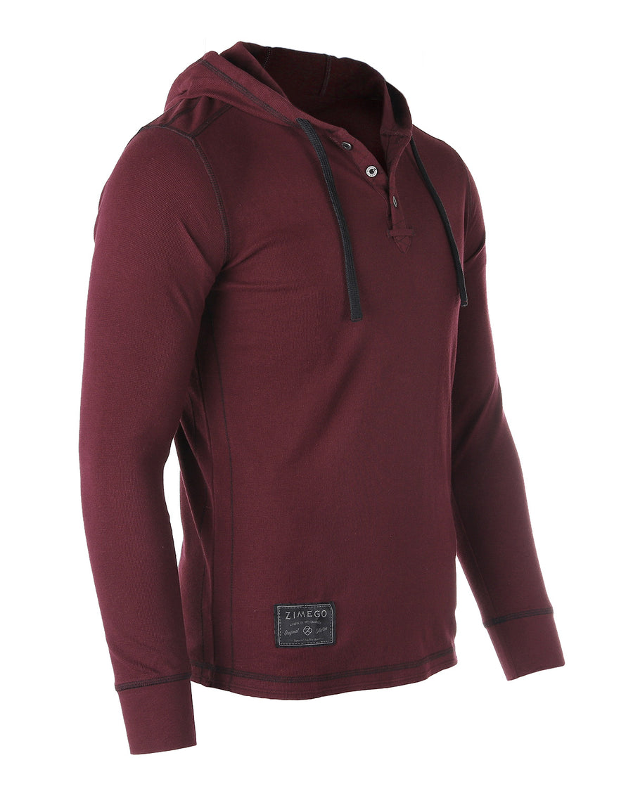 ZIMEGO Men's Thermal Long Sleeve Lightweight Fashion Hooded Henley