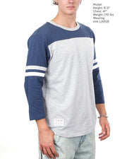 Contrast 3/4 Sleeve Stretch Casual Baseball Crew Neck T-Shirts -Bundle