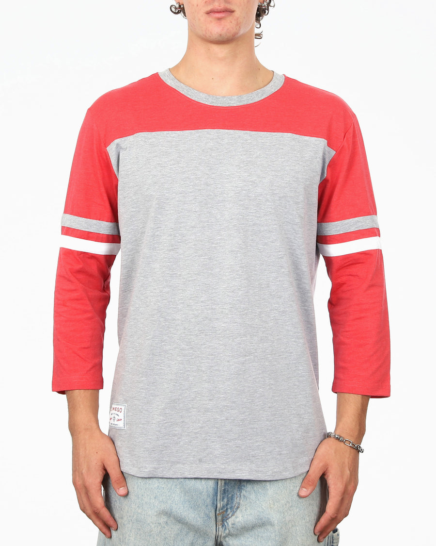 Contrast 3/4 Sleeve Stretch Casual Baseball Crew Neck T-Shirts -Bundle