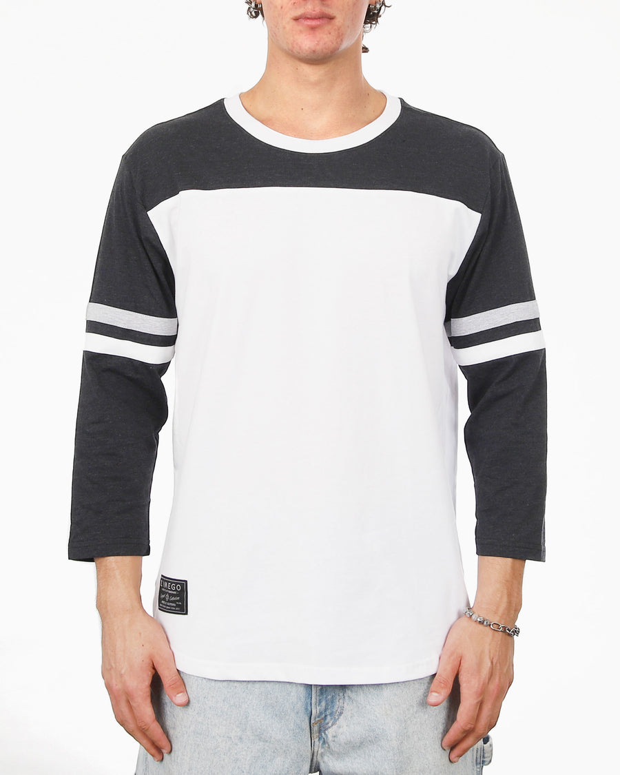Contrast 3/4 Sleeve Stretch Casual Baseball Crew Neck T-Shirts -Bundle