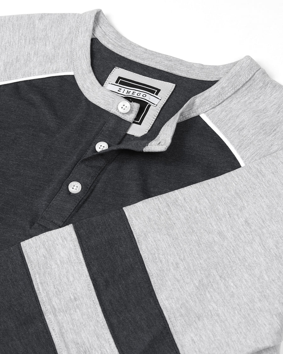 Color Block 3/4 Sleeve Stretch Casual Baseball Button Henley Shirts Bundle Set