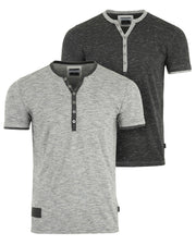 ZIMEGO Camisetas Henley para hombre – Manga corta con cuello y dobladillo en contraste, camisetas de moda informales activas