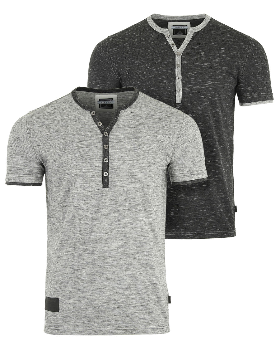 ZIMEGO Camisetas Henley para hombre – Manga corta con cuello y dobladillo en contraste, camisetas de moda informales activas
