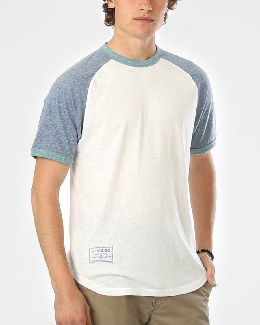ZIMEGO Camiseta clásica de manga corta con contraste retro para hombre