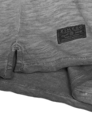 ZIMEGO Mens Polo Shirt Short Sleeve Vintage Wash Fade Dyed Casual V-Neck Henley