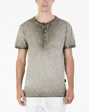 ZIMEGO Camisa Henley de manga corta teñida de color vintage con cuello redondo y bolsillo en el pecho para hombre