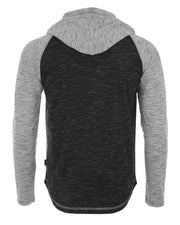 ZIMEGO Mens Long Sleeve Lightweight Hooded Henley – Color Block Pullover Hoodie  for Casual Gym Workout Travel
