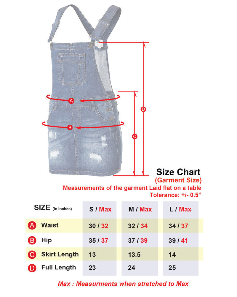 ZIMEGO  Women’s Ripped Distressed Skinny Slim Stretch Denim Overall Skirt