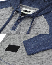 ZIMEGO Sudadera con capucha para hombre – Manga larga atlética casual activa Hip Hop botón raglán Henley camisa con capucha