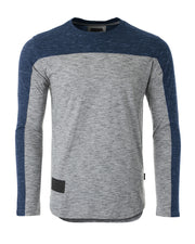ZIMEGO Camisa atlética hiphop de manga larga con dobladillo curvado y bloque de color a la moda para hombre