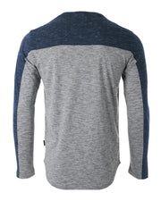 ZIMEGO Camisa atlética hiphop de manga larga con dobladillo curvado y bloque de color a la moda para hombre