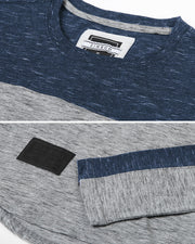 ZIMEGO Camisa atlética hiphop de manga larga con dobladillo curvado y bloque de color a la moda para hombre