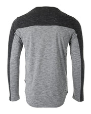 ZIMEGO Men's Fashion Color Block Long Sleeve Curved Hemline Athletic Hiphop Shirt