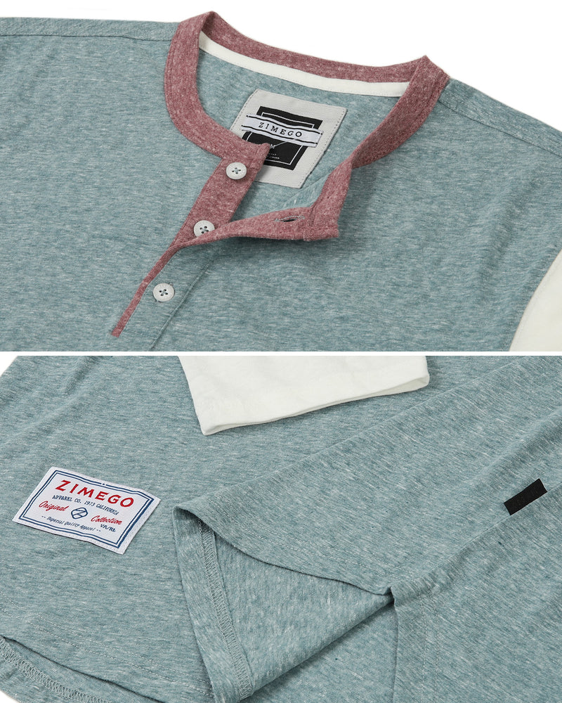 ZIMEGO Men's 3/4 Sleeve Baseball Retro Henley – Casual Athletic Button Crewneck Shirts