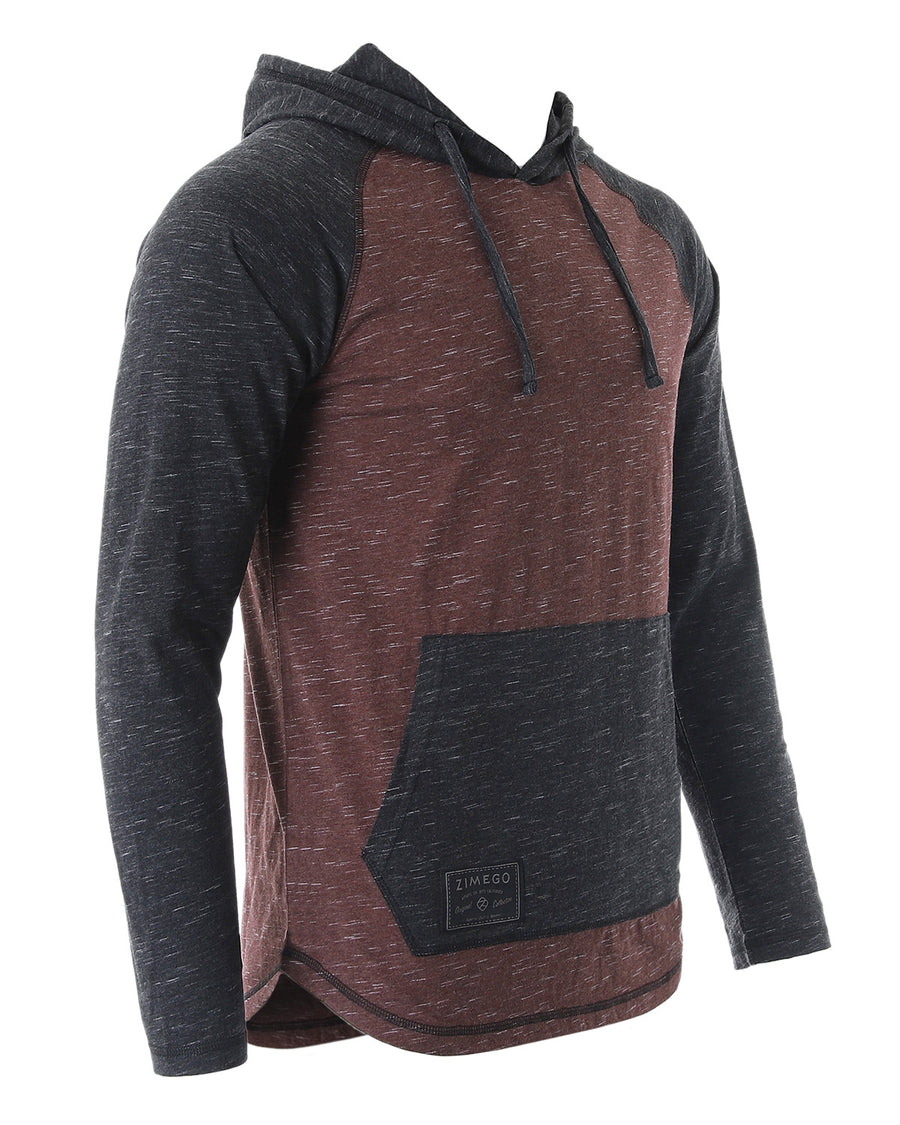 ZIMEGO Mens Long Sleeve Lightweight Hooded Henley – Color Block Pullover Hoodie  for Casual Gym Workout Travel