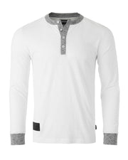 ZIMEGO Camisas Henley casuales de manga larga con botones en contraste y puños en el cuello para hombre