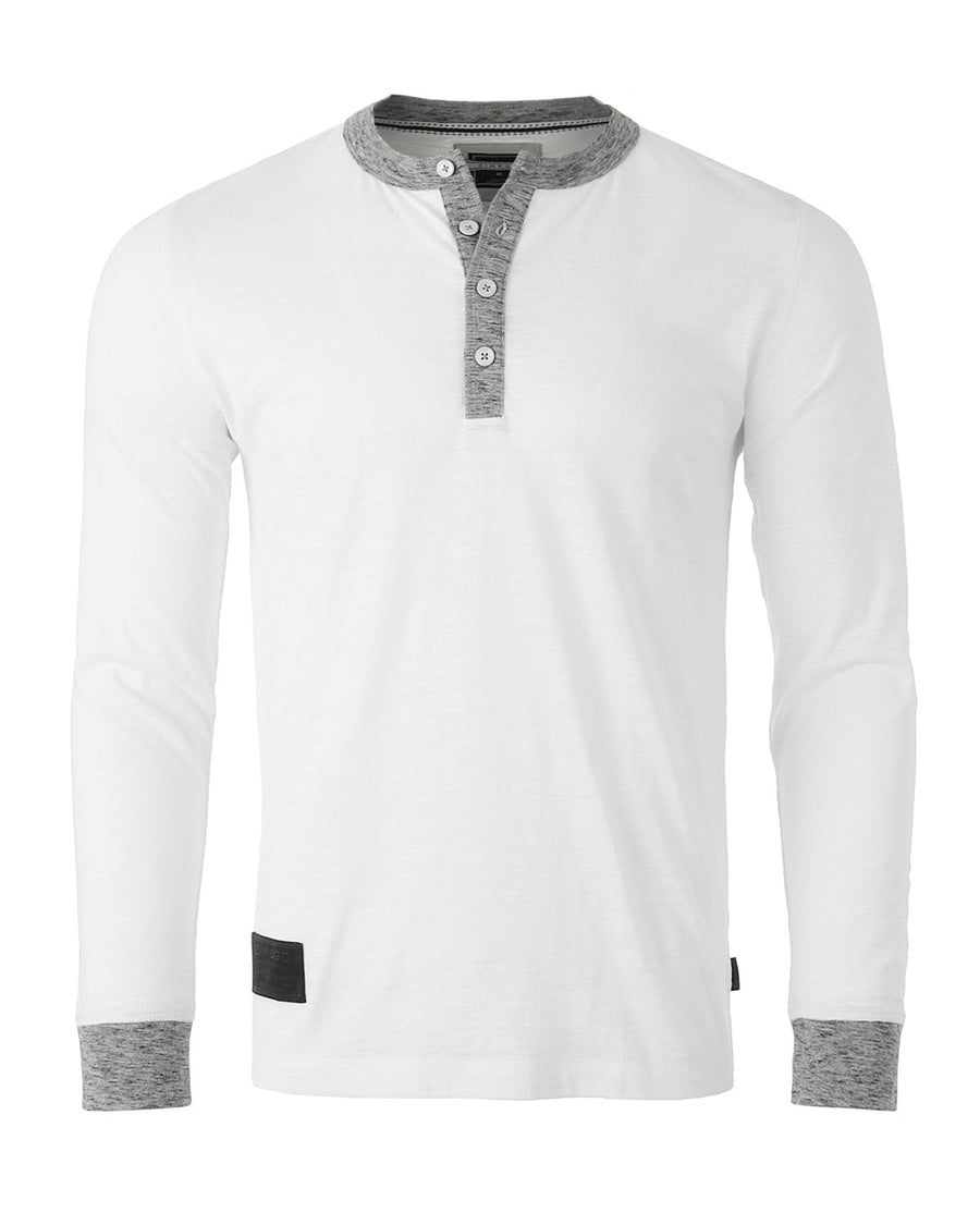 ZIMEGO Camisas Henley casuales de manga larga con botones en contraste y puños en el cuello para hombre