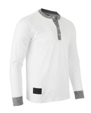 ZIMEGO Camisas Henley casuales de manga larga con botones en contraste y puños en el cuello para hombre