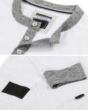 ZIMEGO Camisas Henley casuales de manga larga con botones en contraste y puños en el cuello para hombre