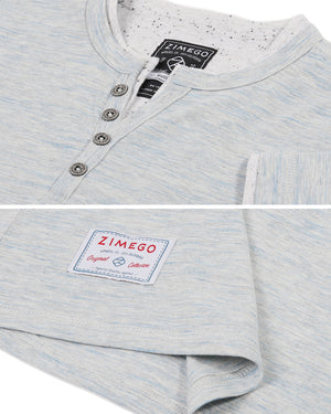 ZIMEGO Mens Short Sleeve Double Layered V-Neck Fashion Henley with Button Placket