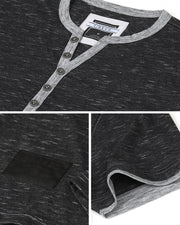 ZIMEGO Camisetas Henley para hombre – Manga corta con cuello y dobladillo en contraste, camisetas de moda informales activas