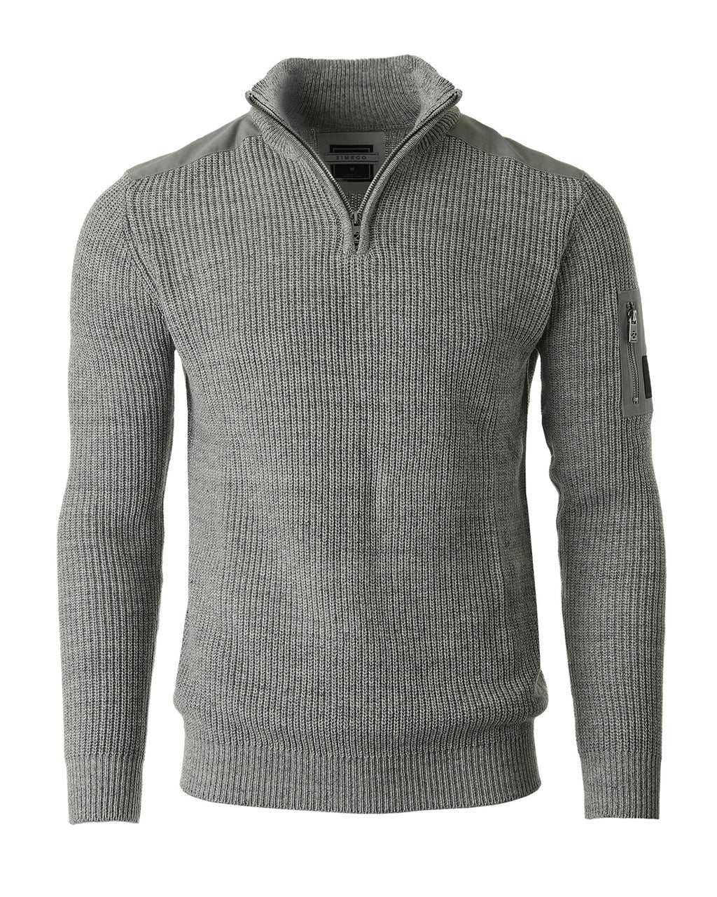 ZIMEGO Mens Long Sleeve Pullover Quarter Zip Mock Neck Polo Sweater