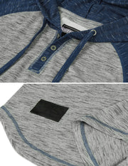 ZIMEGO Camiseta semilarga de manga corta con capucha raglán Henley de parte inferior redonda para hombre