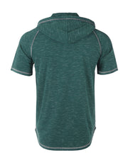 ZIMEGO Camiseta semilarga de manga corta con capucha raglán Henley de parte inferior redonda para hombre