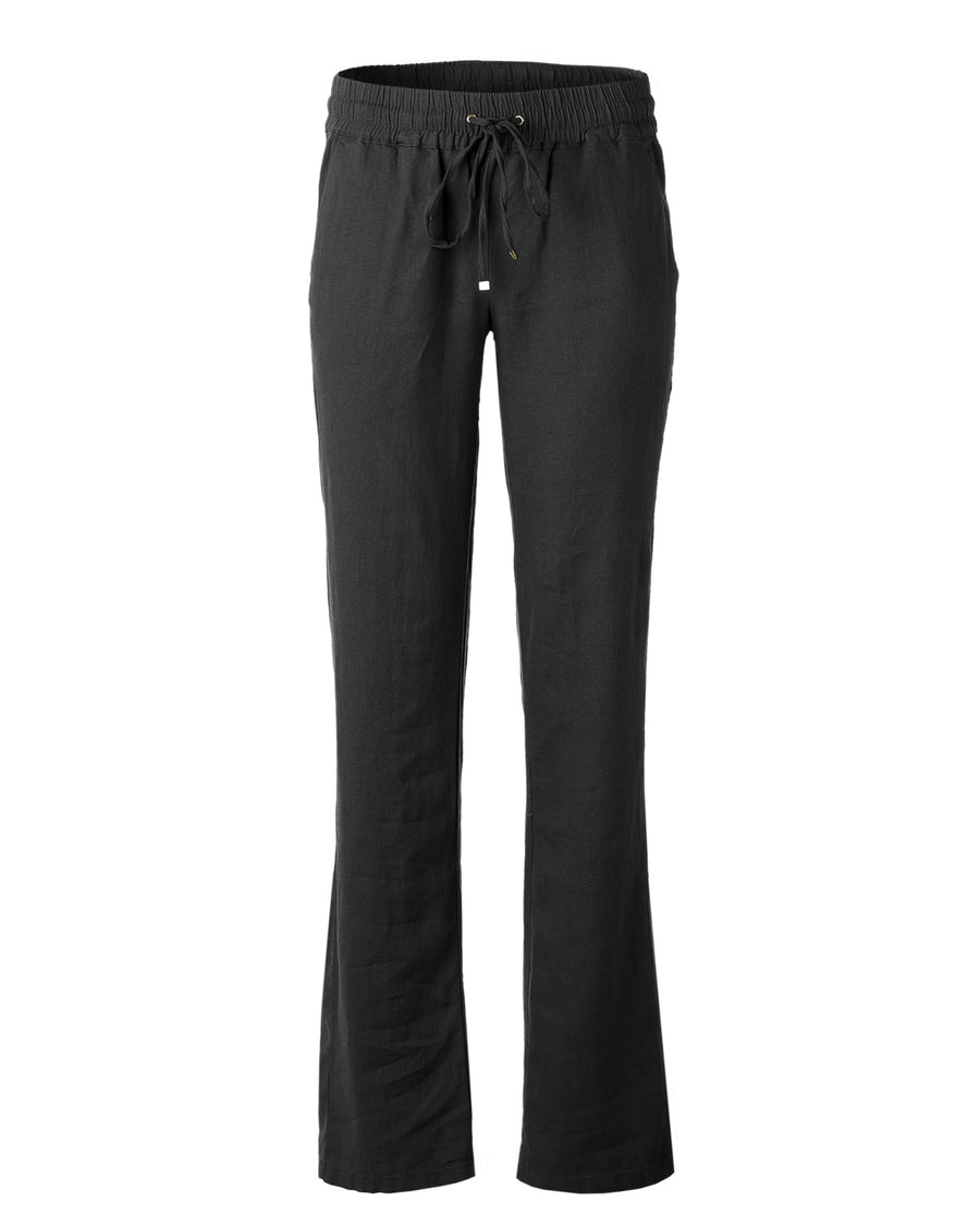 ZIMEGO Pantalones de verano de lino con cintura elástica y cordón cómodo para mujer 