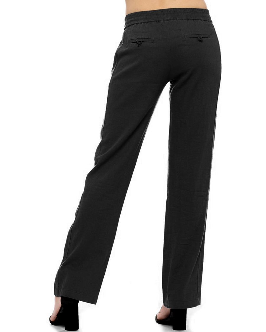 ZIMEGO Pantalones de verano de lino con cintura elástica y cordón cómodo para mujer 