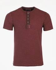ZIMEGO Mens Short Sleeve Crew Neck Oil Wash Vintage Button Henley T-Shirt
