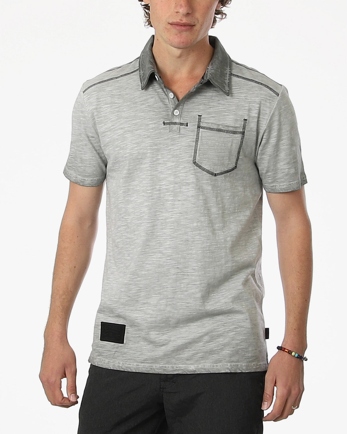 ZIMEGO Mens Short Sleeve Oil Wash Vintage Button Henley Pocket Polo T-