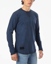 ZIMEGO Camiseta Hipster Hip-Hop de Manga Larga con Cuello Redondo y Lavado al Aceite Vintage para Hombre 