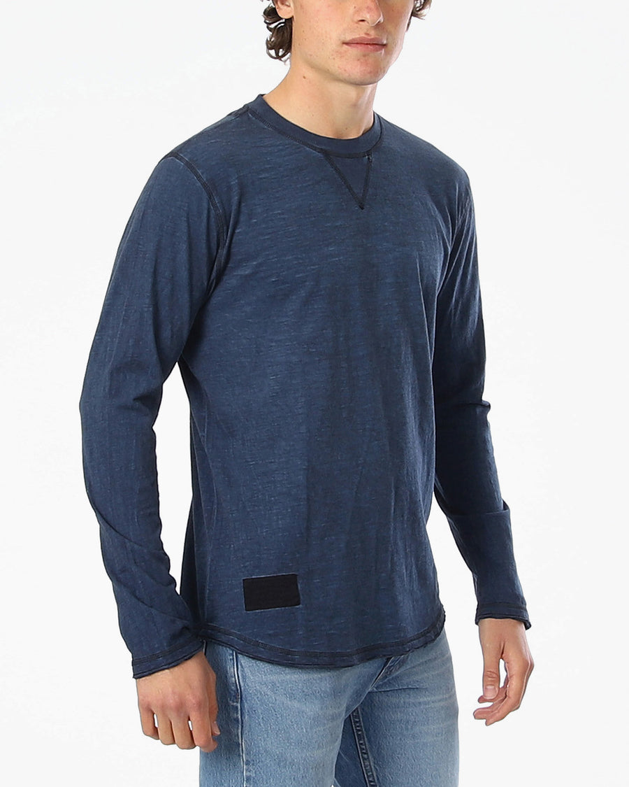 ZIMEGO Camiseta Hipster Hip-Hop de Manga Larga con Cuello Redondo y Lavado al Aceite Vintage para Hombre 