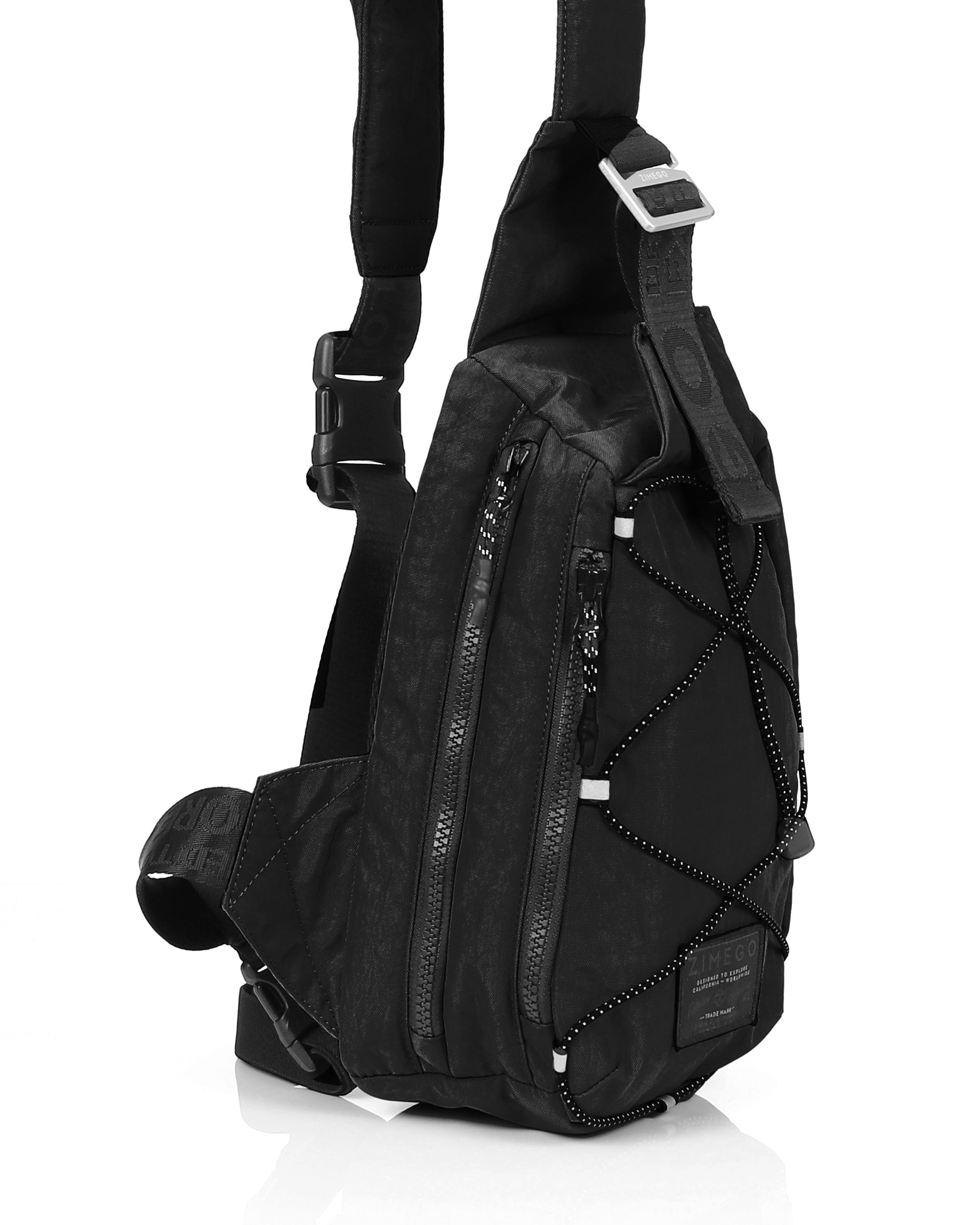 Zimego Cross Body Sling Utility Back Pack for Men and Women Black