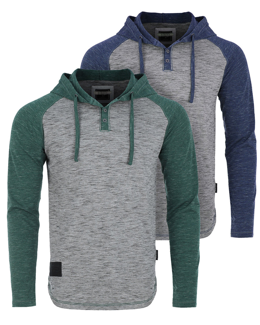 ZIMEGO Men's Hoodie Pullover Sweatshirt – Long Sleeve Athletic Casual Active Hip Hop Button Raglan Henley Shirt Hooded Top