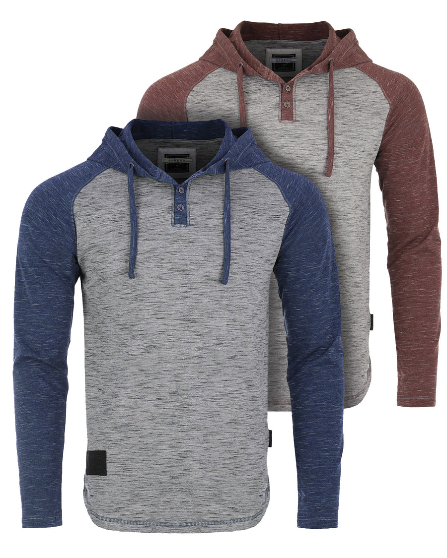 ZIMEGO Men's Hoodie Pullover Sweatshirt – Long Sleeve Athletic Casual Active Hip Hop Button Raglan Henley Shirt Hooded Top