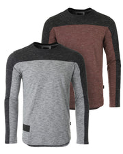 ZIMEGO Camisa atlética hiphop de manga larga con dobladillo curvado y bloque de color a la moda para hombre