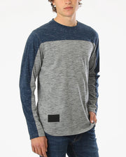 ZIMEGO Camisa atlética hiphop de manga larga con dobladillo curvado y bloque de color a la moda para hombre
