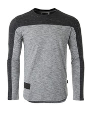 ZIMEGO Camisa atlética hiphop de manga larga con dobladillo curvado y bloque de color a la moda para hombre