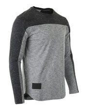 ZIMEGO Camisa atlética hiphop de manga larga con bloque de color y dobladillo curvado para hombre