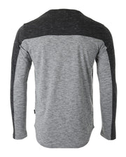 ZIMEGO Camisa atlética hiphop de manga larga con bloque de color y dobladillo curvado para hombre