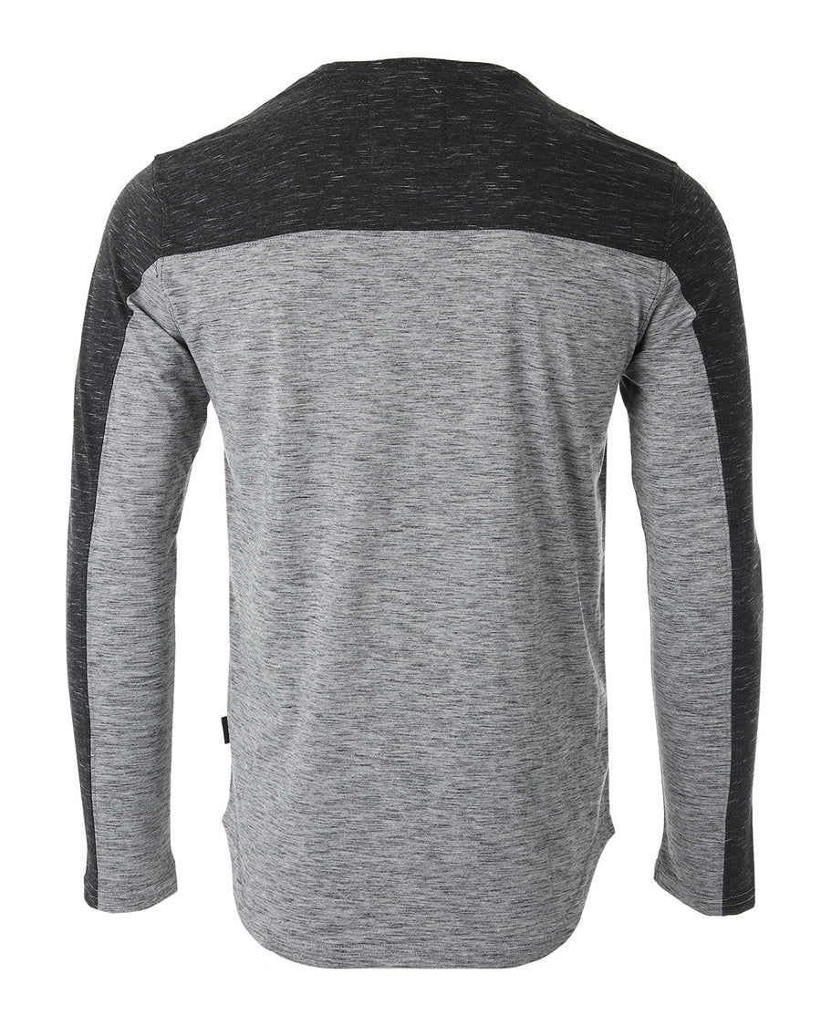 ZIMEGO Camisa atlética hiphop de manga larga con bloque de color y dobladillo curvado para hombre