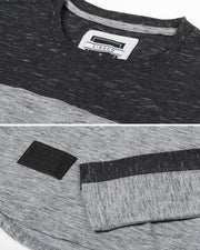 ZIMEGO Camisa atlética hiphop de manga larga con bloque de color y dobladillo curvado para hombre