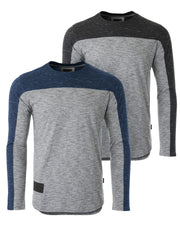 ZIMEGO Camisa atlética hiphop de manga larga con dobladillo curvado y bloque de color a la moda para hombre