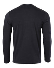 Stretch Long Sleeve Casual Button Henley Fashion Shirts (Black)